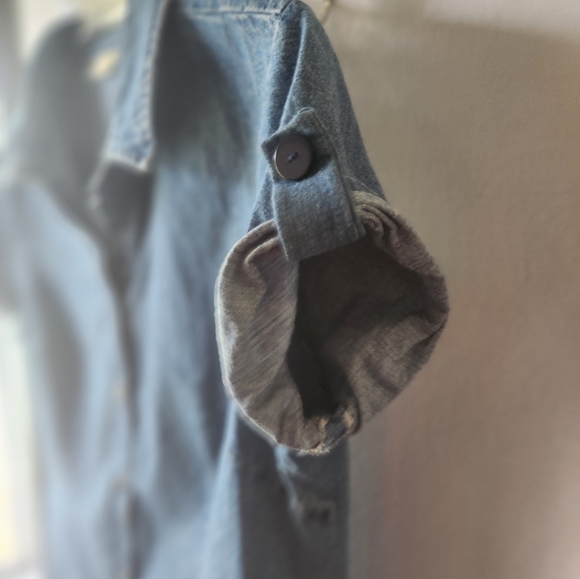 Vintage 90's denim fitted button up, short sleeve button strap - Picture 4 of 5